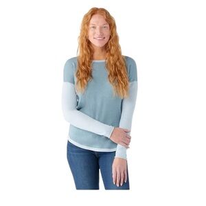 Smartwool women’s shadow pine color block merino wool blend sweater Lg